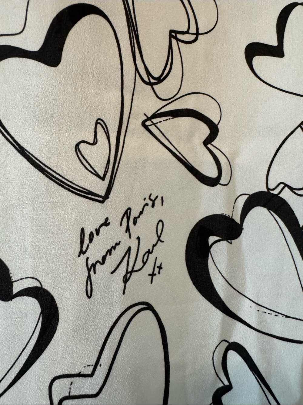 Karl Lagerfeld White Blouse with Black Sketch Heart Print - Picture 3 of 10
